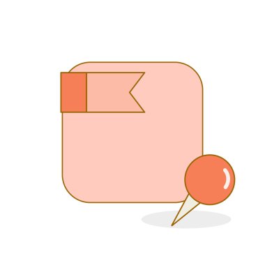 Boş tahta ve hatırlatıcı not ile pin vektör illüstrasyonuna bas