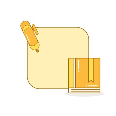 Defter ve kalem vektör resimli boş tahta