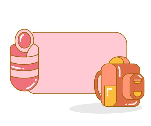 Tablero Notas Blanco Con Bolsa Dormir Ilustración Vector Mochila — Vector de stock