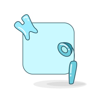 Diş ve diş aynası vektör illüstrasyonlu boş not tahtası