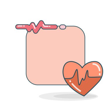 Kalp ve nabız vektör illüstrasyonlu boş not tahtası