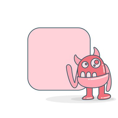 Canavar vektör illüstrasyonlu boş not tahtası