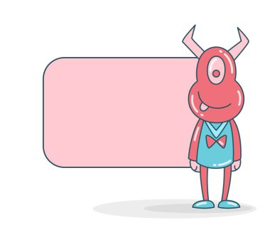 Canavar vektör illüstrasyonlu boş not tahtası