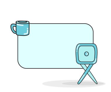 Kahve fincanı ve masa vektör illüstrasyonlu boş not tahtası