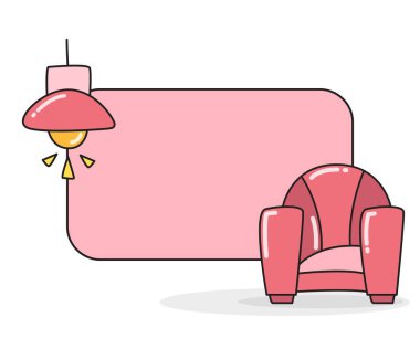 Kanepe ve tavan ışığı illüstrasyonlu boş not tahtası