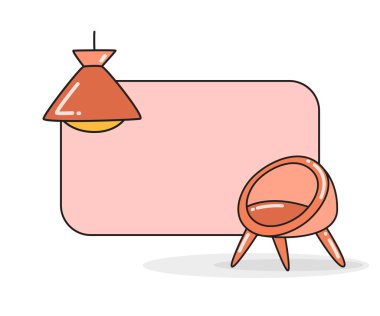 Kanepe ve kolye vektör illüstrasyonlu boş not tahtası