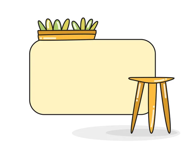 带有椅子和植物盆栽矢量图解的空白留声板 — 图库矢量图片