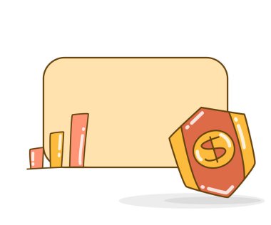 Dolar kalkanı ve çizelge çizelgesi resimli boş not tahtası