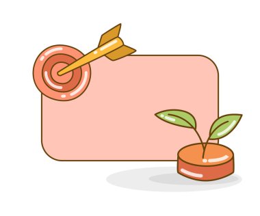 Yatırım konsepti çizimi için ok ve tohum içeren boş not tahtası