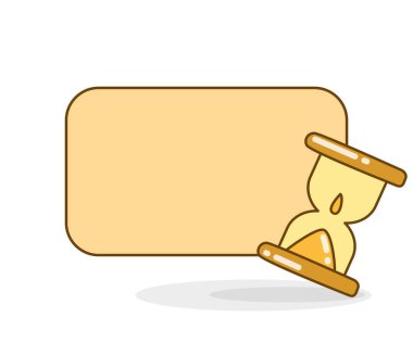 Kum saati vektör illüstrasyonlu boş not tahtası