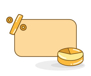 Pasta grafiği ve yüzde vektör illüstrasyonlu boş not tahtası