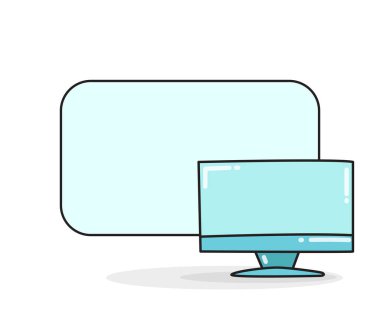 Masaüstü bilgisayar vektör illüstrasyonlu boş not tahtası