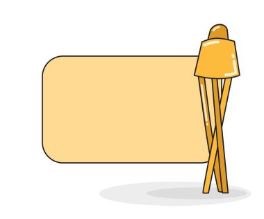 Döşeme lambası illüstrasyonlu boş not tahtası