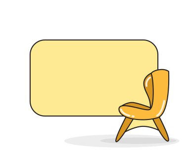 Sandalye vektör illüstrasyonlu boş not tahtası