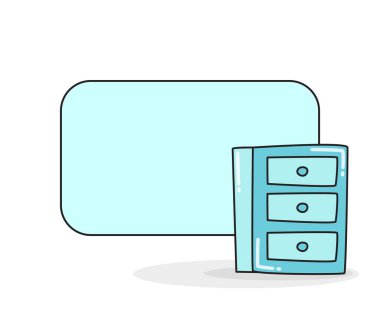 Dolap vektör illüstrasyonlu boş not tahtası