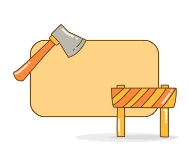 Balta ve bariyer vektör illüstrasyonlu boş not tahtası