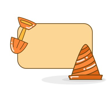 Yapı konisi ve kürek vektör illüstrasyonlu boş not tahtası