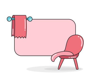 Sandalye ve havlu vektör illüstrasyonlu boş not tahtası