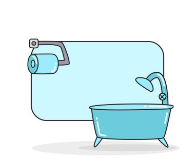 Küvet vektör illüstrasyonlu boş not tahtası