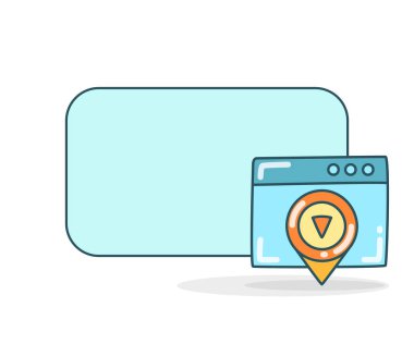 Web ve harita simgesi vektör illüstrasyonlu boş not tahtası