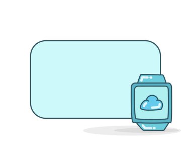 Akıllı saat simgesi çiziminde bulutlu boş not tahtası