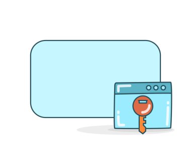 Web ve şifreleme anahtar vektör illüstrasyonlu boş not tahtası