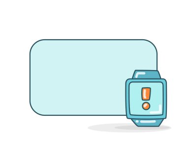 Akıllı saat ve hata ikonu vektör çizimine sahip boş not tahtası