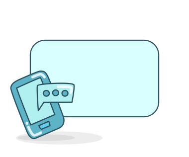 Akıllı telefon ve mesaj ikonu vektör illüstrasyonlu boş not tahtası