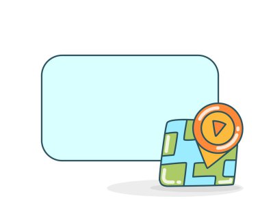 Harita ve simge vektör illüstrasyonlu boş not tahtası