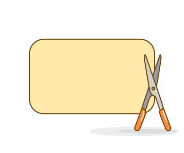 Bahçe makası ve makas ile boş not tahtası, makas çizimi