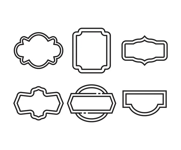 Etiqueta Crachá Linha Ilustração Conjunto — Vetor de Stock