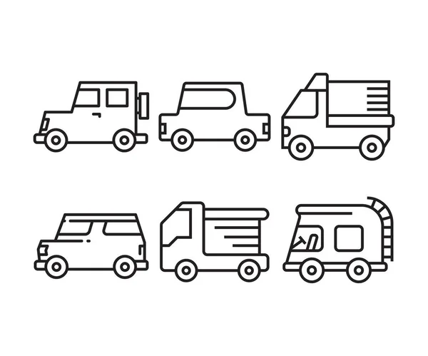 Iconos Coches Set Vector Ilustración — Archivo Imágenes Vectoriales