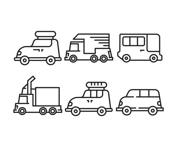 Iconos Coches Set Vector Ilustración — Archivo Imágenes Vectoriales