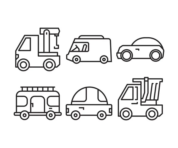 Iconos Coches Set Vector Ilustración — Archivo Imágenes Vectoriales