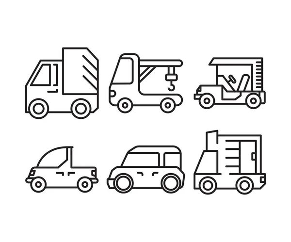 Iconos Coches Set Vector Ilustración — Vector de stock