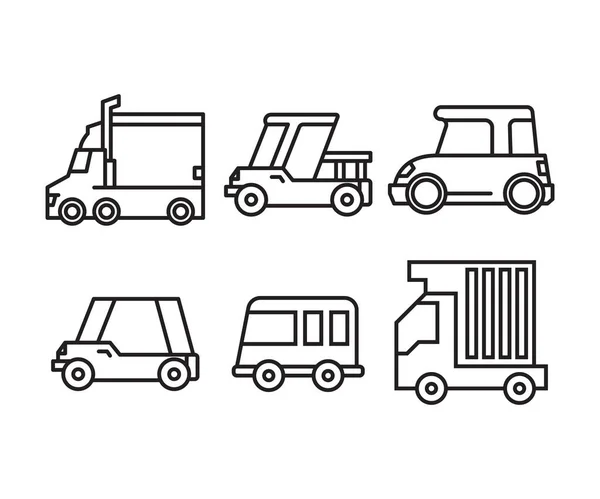 Iconos Coches Set Vector Ilustración — Vector de stock