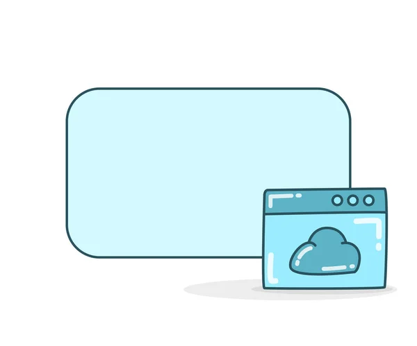 Webアイコンベクトル図上の雲と空白のノートボード — ストックベクタ