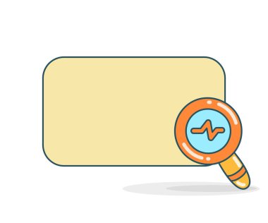 Analitik büyüteç ikon vektör illüstrasyonlu boş not tahtası