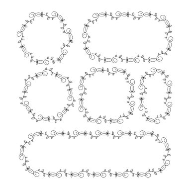 flowers and leaves frames for card decoration line illustration