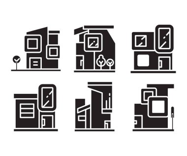 modern home and building icons set