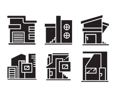 modern home and building icons set