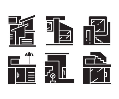 modern home and building icons set
