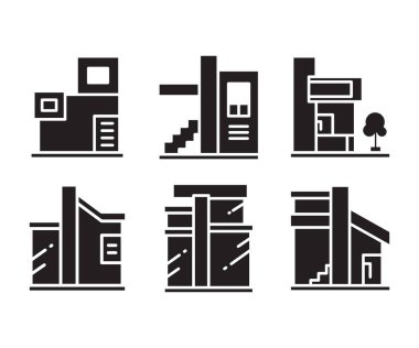 modern home and building icons set