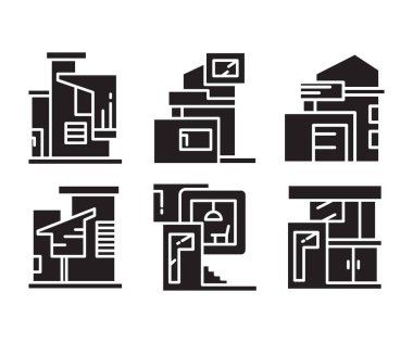 modern home and building icons set