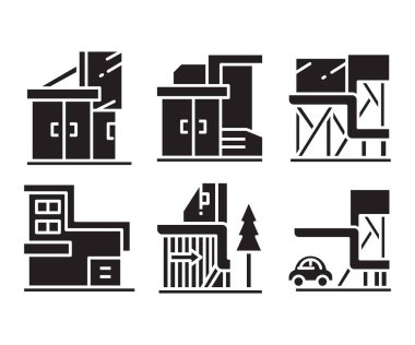 modern home and building icons set