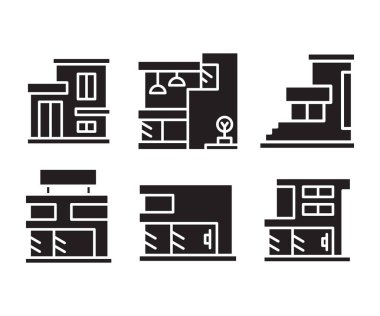 modern building and office icons set