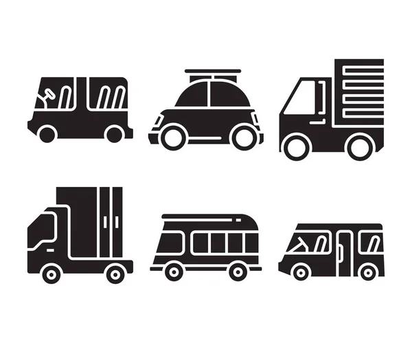 Iconos Coches Set Vector Ilustración — Vector de stock