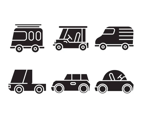 Iconos Coches Set Vector Ilustración — Archivo Imágenes Vectoriales