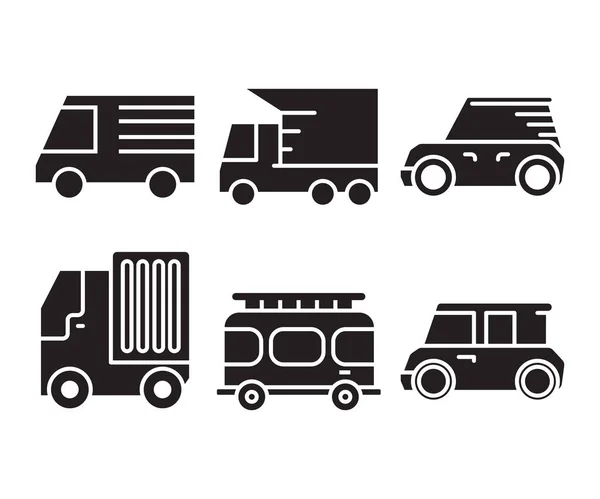 Iconos Coches Set Vector Ilustración — Vector de stock