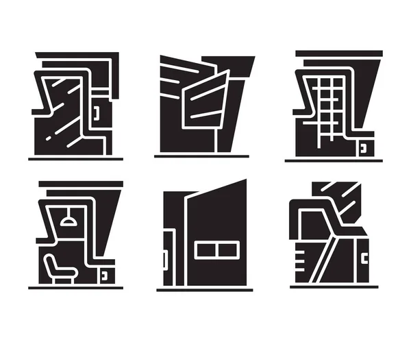 Modern Building Office Icons Set — Image vectorielle